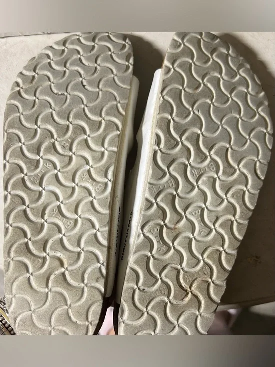 Birkenstock Arizona Double Strap White Leather Sandals Women's Sz 40 US SZ 9-9.5 - Picture 5 of 5